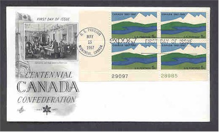 1967 canada 100th birthday celebrating centennial issuing joined